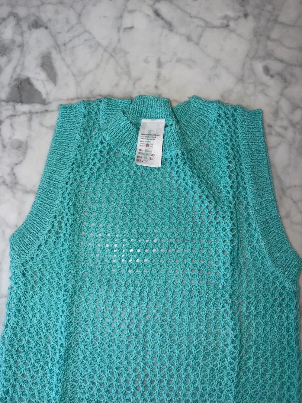 NWOT Beach Lingo Sleeveless Crochet Knit COVERUP - Aqua 2/3T